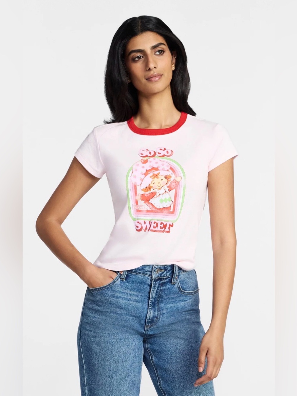 (282)So So Sweet Pink Graphic Ringer Tee